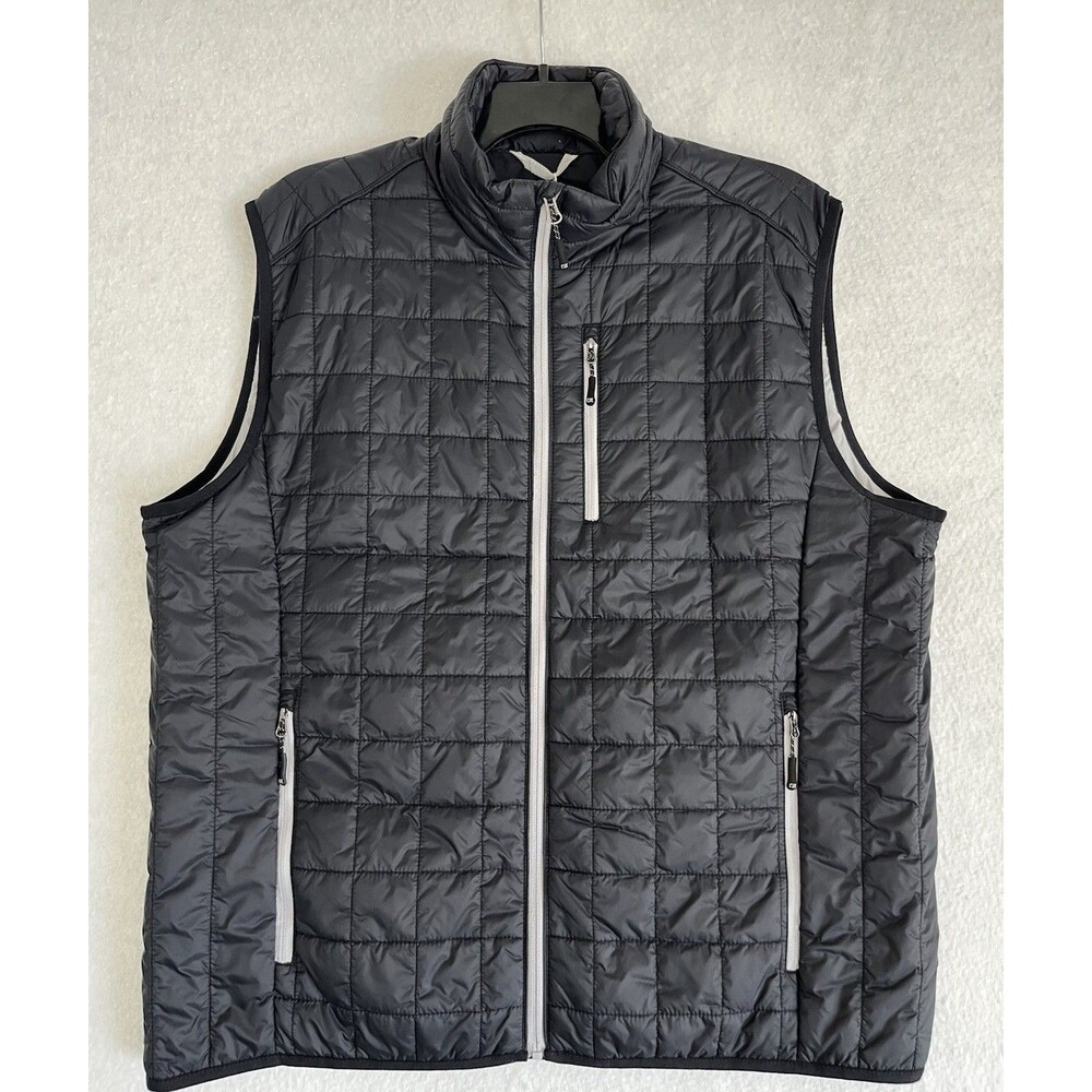Cutter & Buck Mens XL Black Quilted Puffer Vest Packable WeatherTec NWT